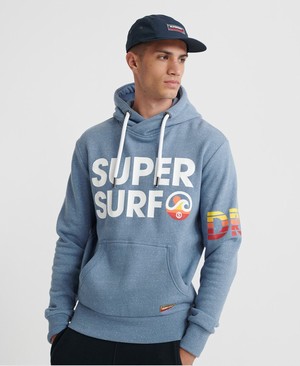 Superdry Undercurrent Cross Over Férfi Kapucnis Pulóver Narancssárga/Kék | IZXFB1532